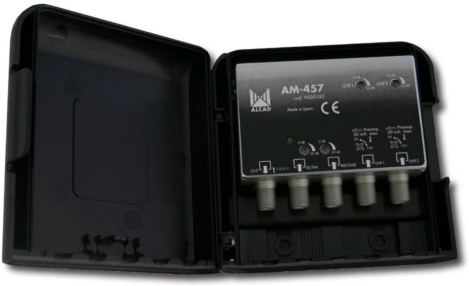 ZESILOVAČ ALCAD AM 457 - 2x UHF, 1x DAB/FM